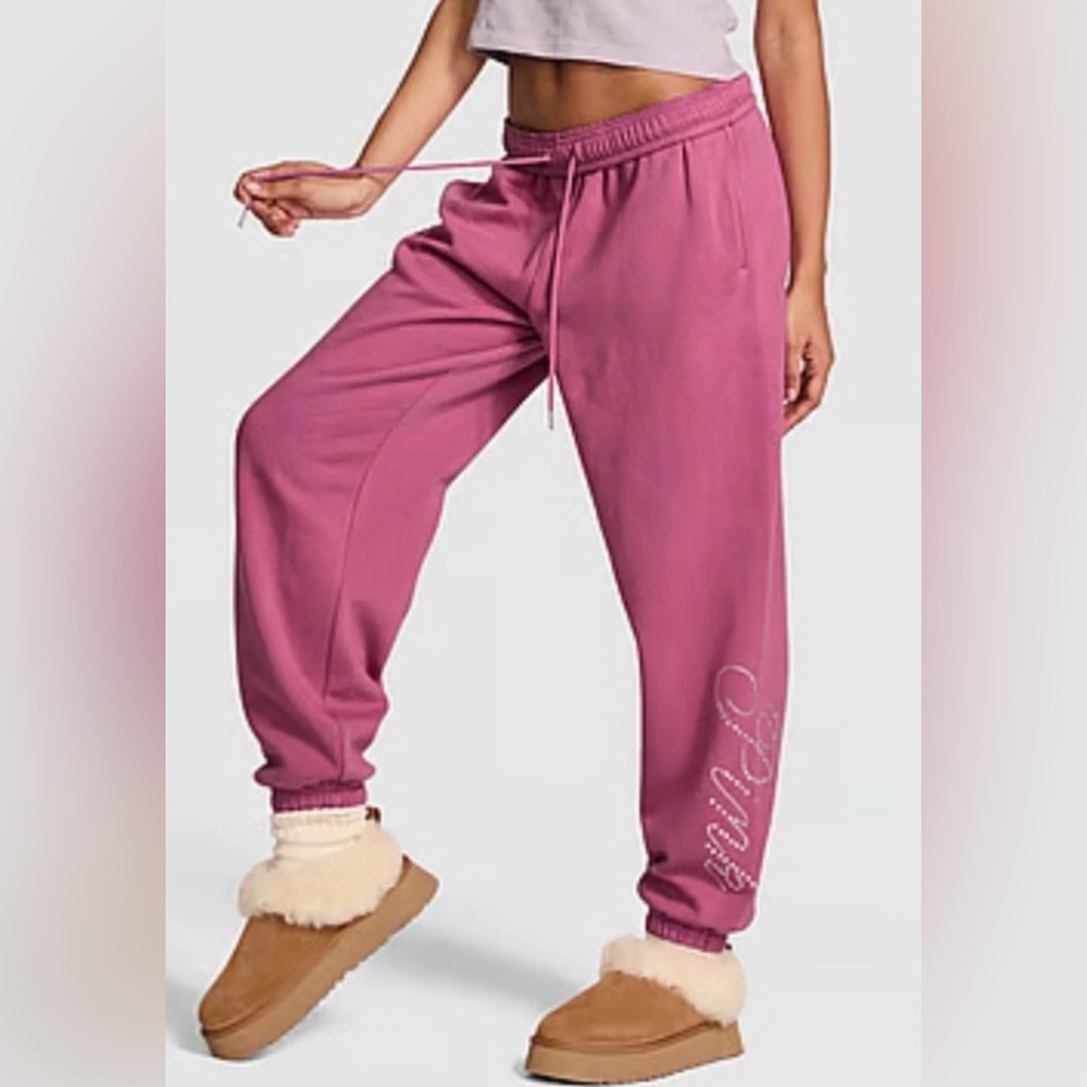 Victoria’s Secret PINK Campus Sweatpants Ltd Edition Red Violet Diamante S NWT